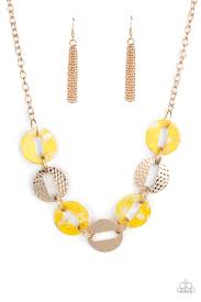 Paparazzi Necklace - Retro Retrograde - Yellow