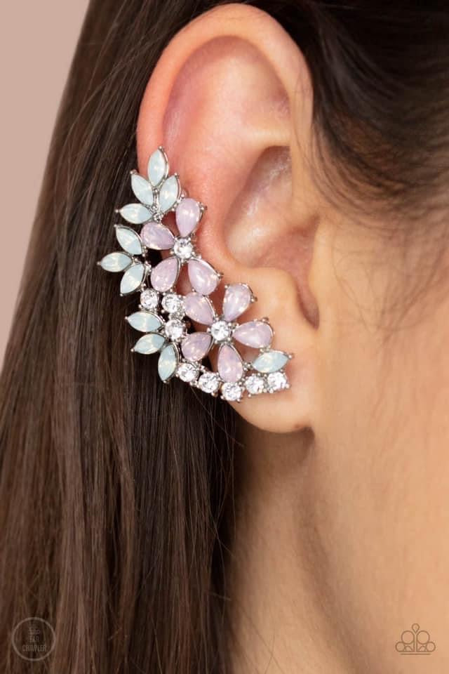 Paparazzi Earrings - Garden Party Powerhouse - Pink Ear Crawlers