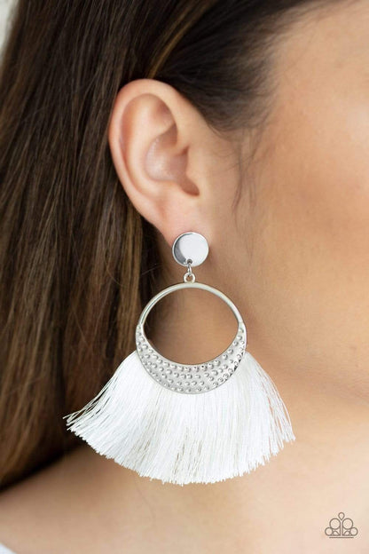 Paparazzi Earrings - Spartan Spirit - White