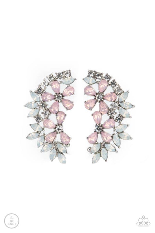 Paparazzi Earrings - Garden Party Powerhouse - Pink Ear Crawlers