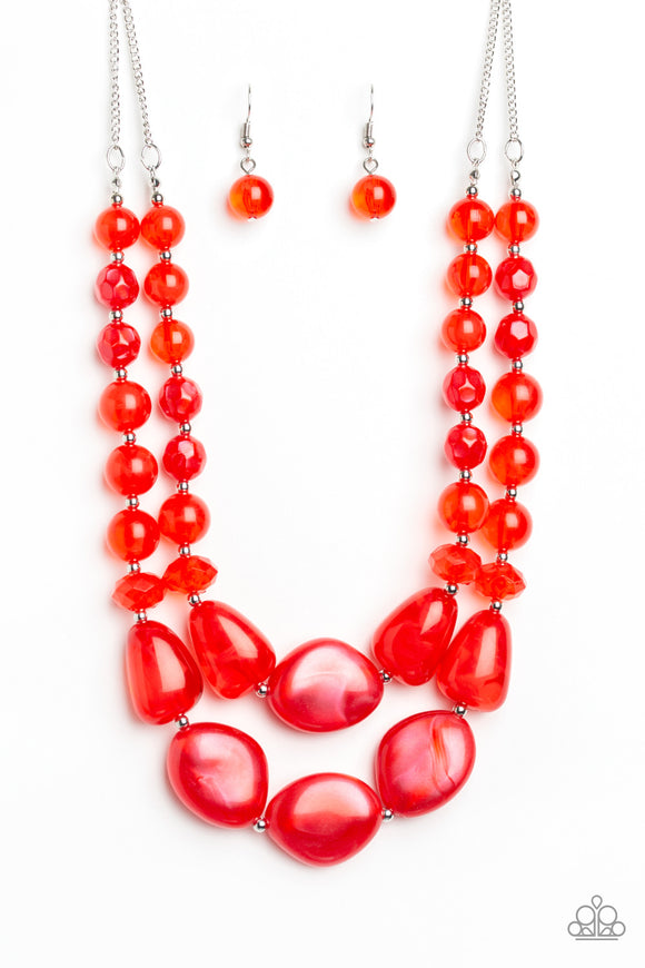 Paparazzi Necklace - Beach Glam - Red