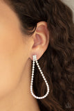 Paparazzi Earrings - Diamond Drops - White