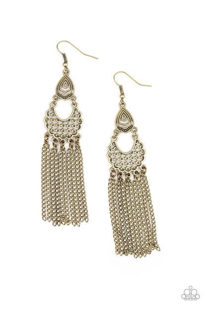 Paparazzi Earrings - Insane Chain - Brass