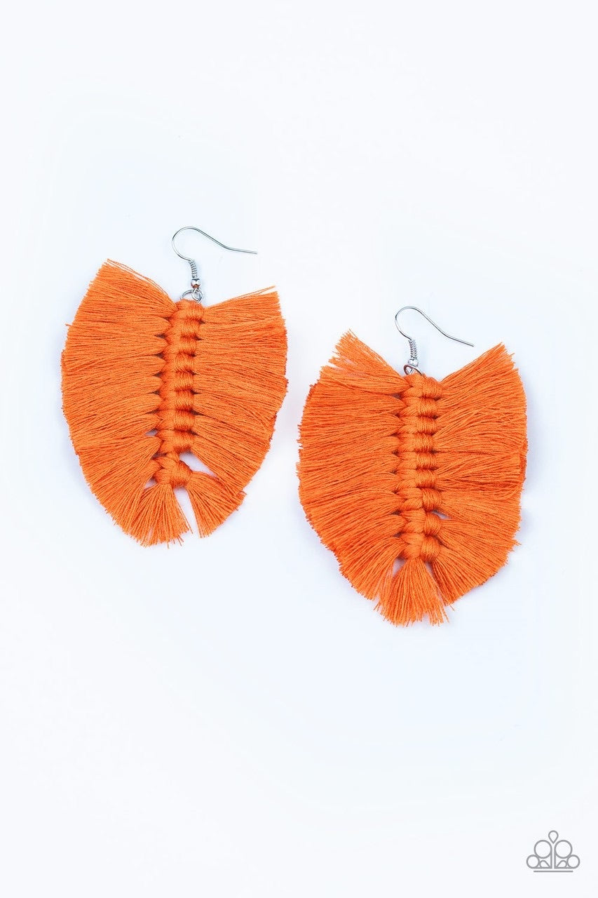 Paparazzi Earrings - Knotted Native - Orange