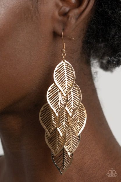 Paparazzi Earrings - Limitlessly Leafy - Gold