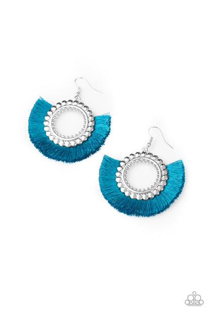 Paparazzi Earrings - Fringe Fanatic - Blue