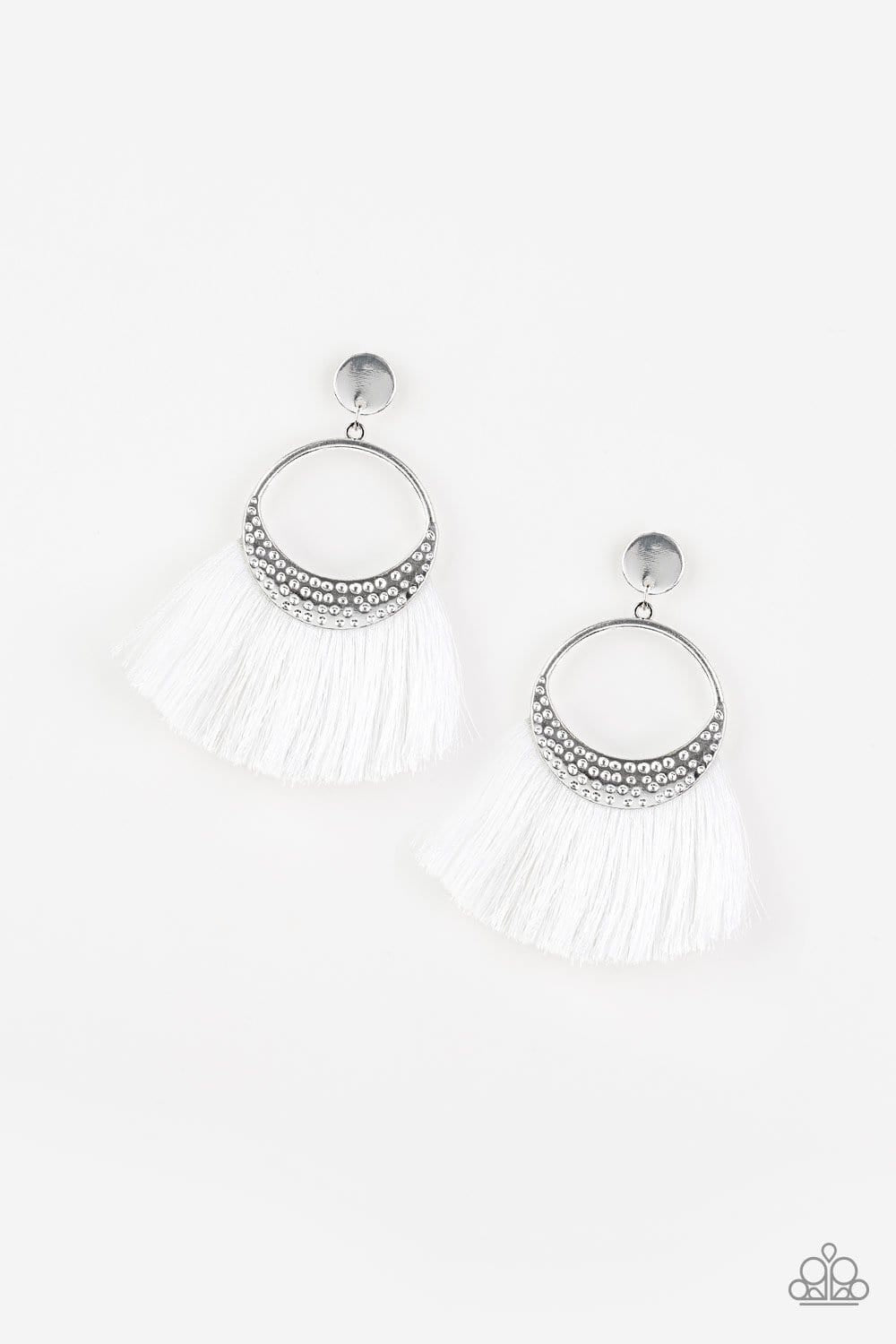 Paparazzi Earrings - Spartan Spirit - White