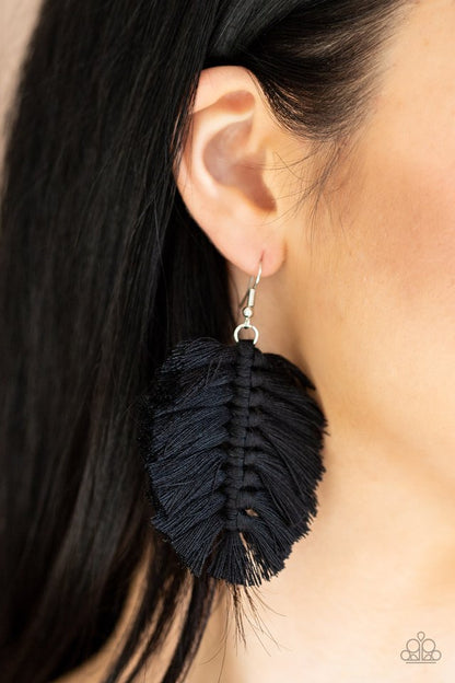 Paparazzi Earrings  - Knotted Native - Black