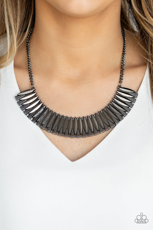 Paparazzi  Gunmetal Necklace- My Main MANE - Black