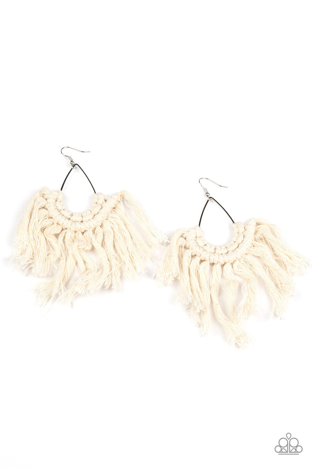 Paparazzi Earrings - Wanna Piece Of MACRAME? - White