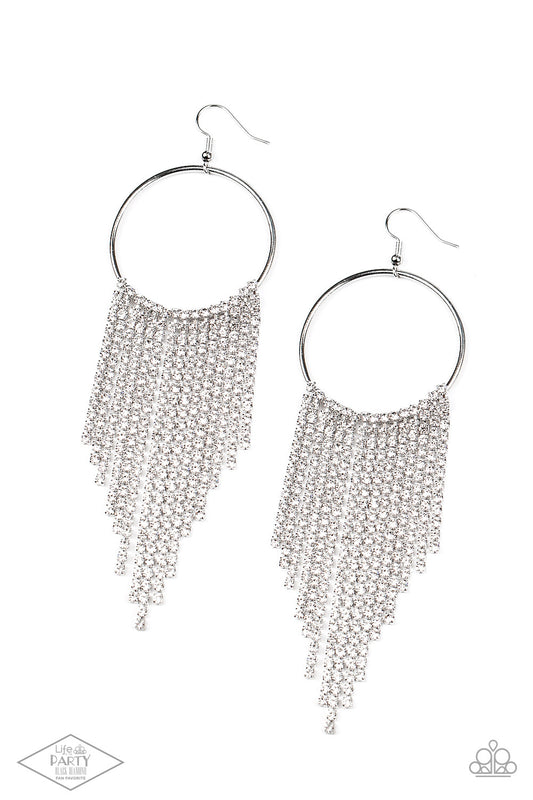 Paparazzi Earrings - Streamlined Shimmer - White