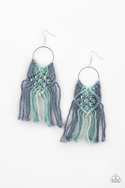 Paparazzi Earrings - Macrame Rainbow - Blue