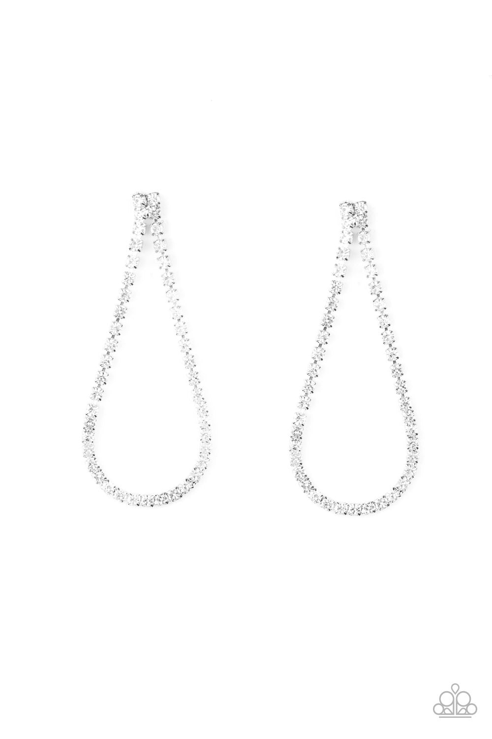 Paparazzi Earrings - Diamond Drops - White