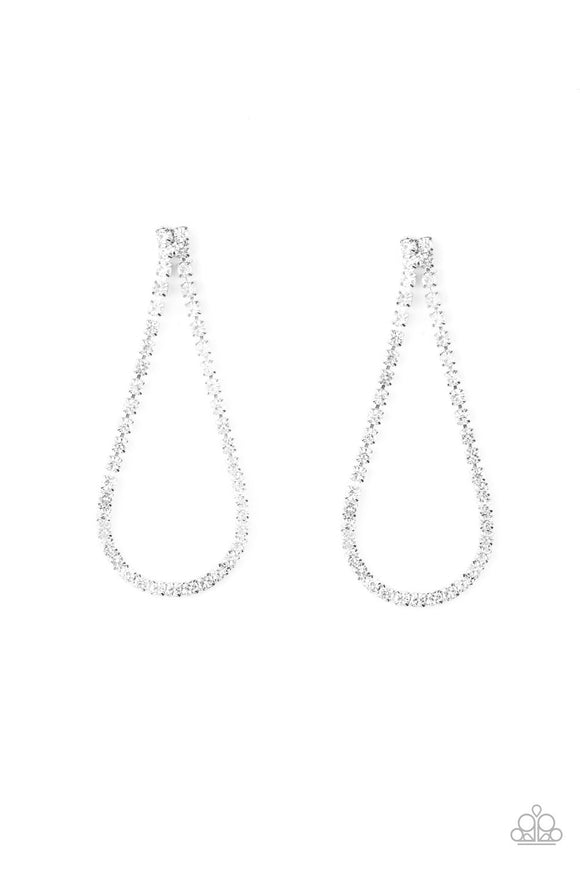 Paparazzi Earrings - Diamond Drops - White