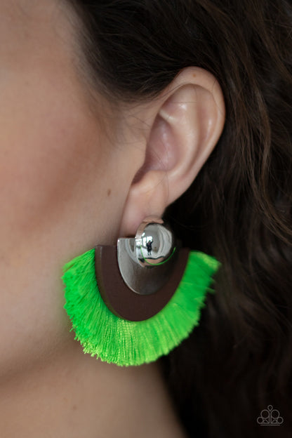 Paparazzi Earrings -  Fan The FLAMBOYANCE - Green