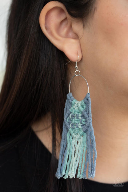 Paparazzi Earrings - Macrame Rainbow - Blue