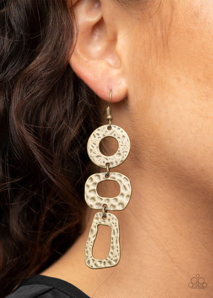 Paparazzi Earrings - Prehistoric Prowl - Brass