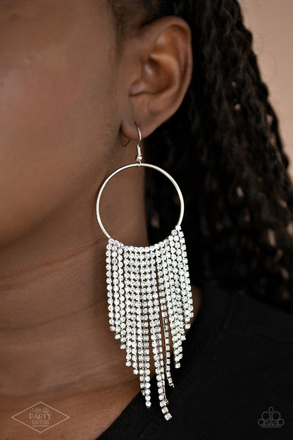 Paparazzi Earrings - Streamlined Shimmer - White