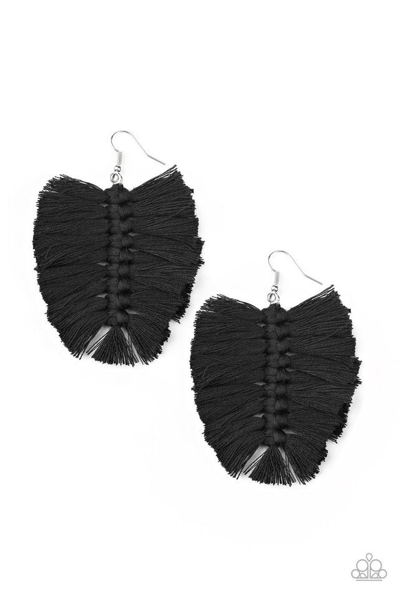 Paparazzi Earrings  - Knotted Native - Black