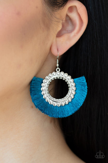 Paparazzi Earrings - Fringe Fanatic - Blue