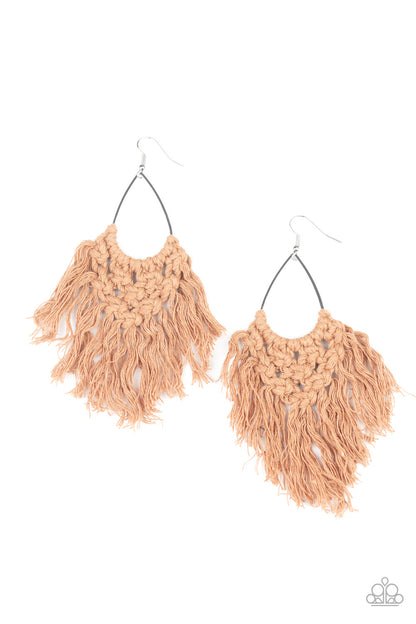 Paparazzi Earrings - Oh MACRAME, Oh My - Brown