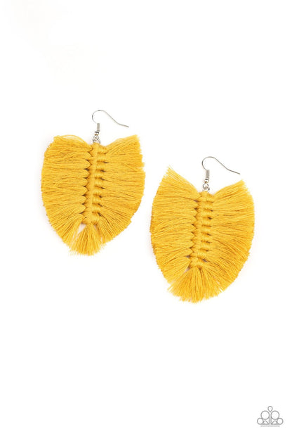 Paparazzi Earrings - Knotted Native - Yellow